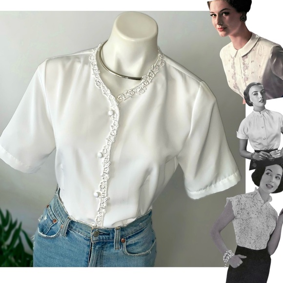 Vintage Tops - v i n t a g e :: Ethereal Lace Embroidered Blouse Elegant